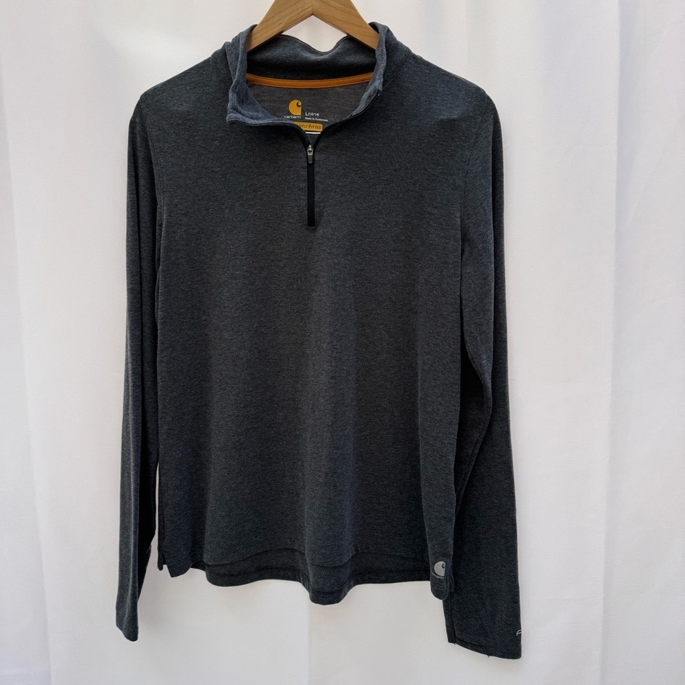 Carhartt Slightly Fitted Long Sleeve Quarter Zip Shirt Gray Women’s Large